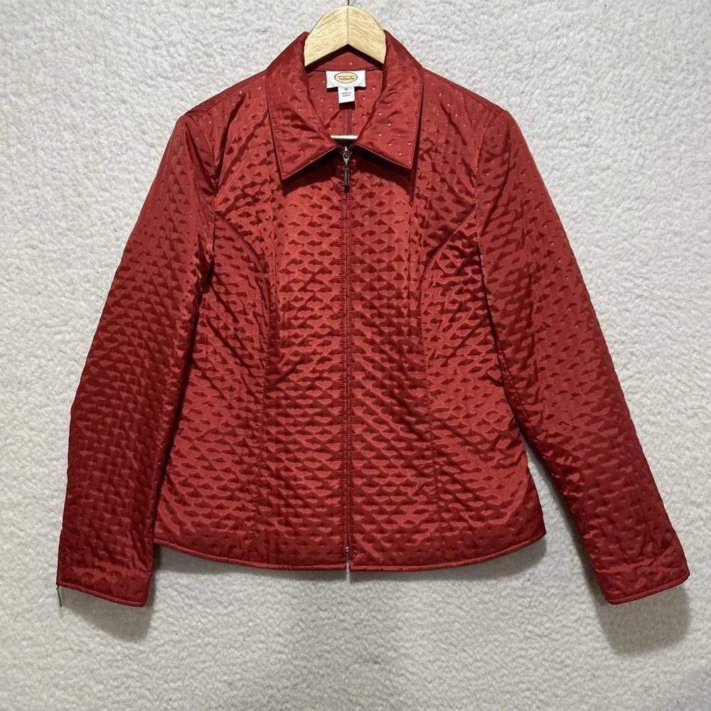 Talbot's Women's Size‎ 10 Jacket Full Zip Blazer Red Quilted Polyester Coat